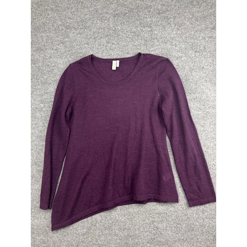 Sahalie Sweater Womens Large Purple Wool Alpaca Blend Asymmetrical Pullover